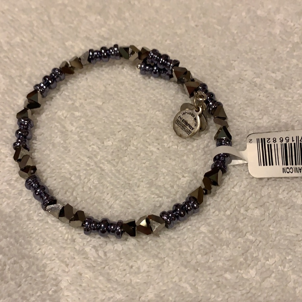 NWT Alex & Ani Glimmer wrap metallic blue bracelet - Picture 2 of 3